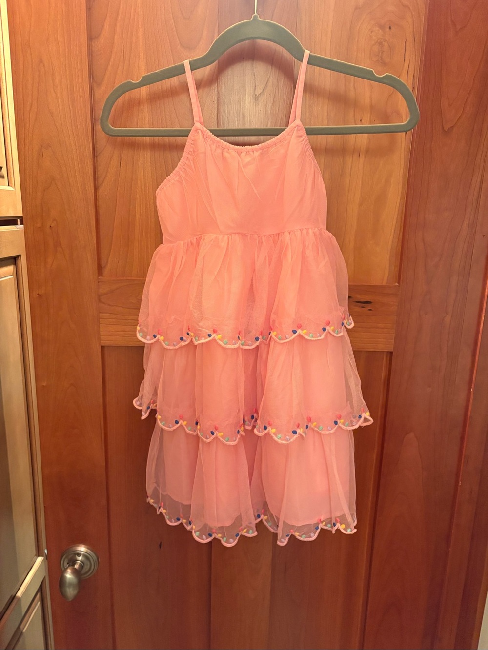 NWOT Girls Pink Tiered Ruffle Dress with Sprinkle Trim